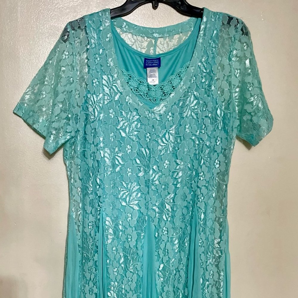 Aqua Lace Maxi Dress